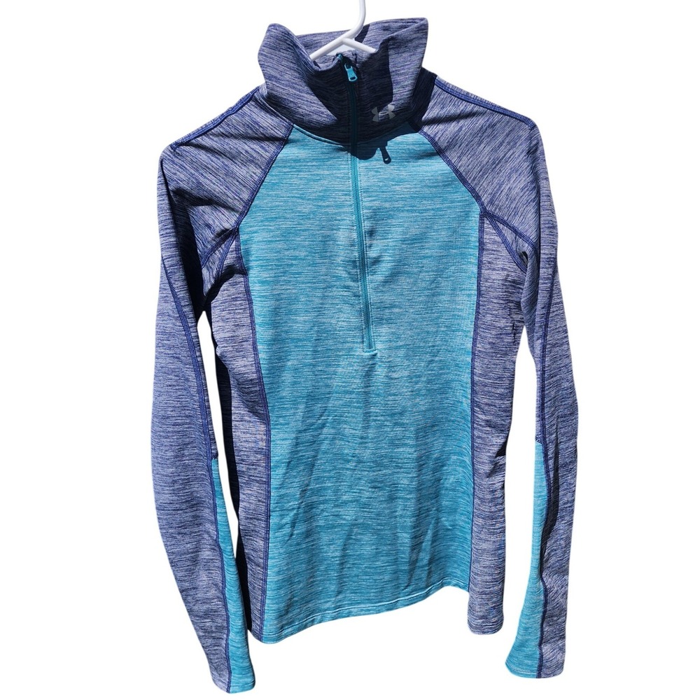 Under Armour ColdGear Womens Medium Blue Space Dye Half Zip Long Sleeve Top